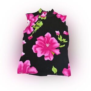 Cache Sleeveless Knit Top - Black and Pink